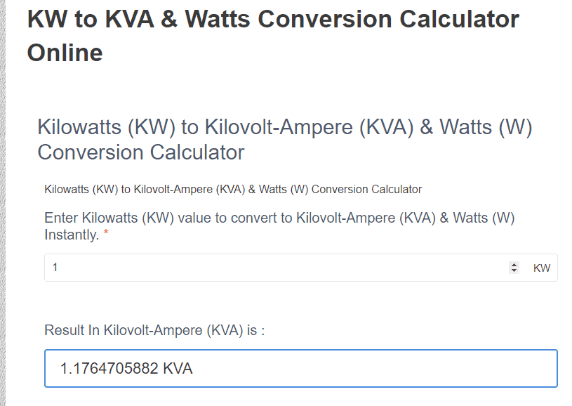 kw to kva